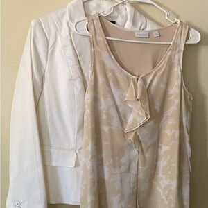 White Blazer and Cream Floral Top